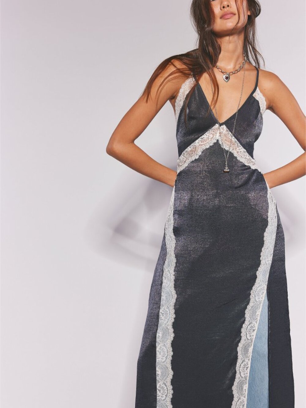 FREE PEOPLE Some Kind of Love Maxi Slip / Black Combo - Picture 3 of 5